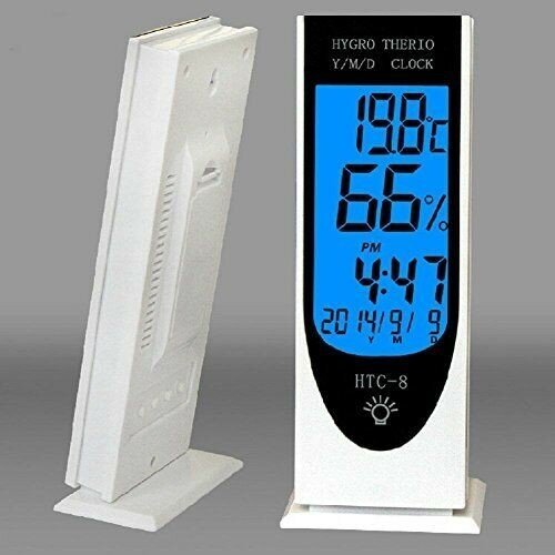 Термометр-гигрометр метеостанция с часами будильником HTC-8 - фотография № 3