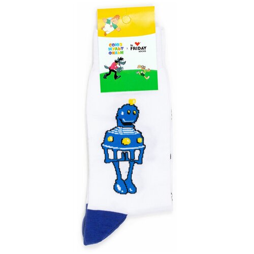 Носки St. Friday Носки с рисунками St.Friday Socks x Союзмультфильм, размер 38-41, белый, синий