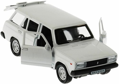 Модель ВАЗ-2104 Жигули белый 12см без света И звука Технопарк металл. инерц. открыв. двери и багажник