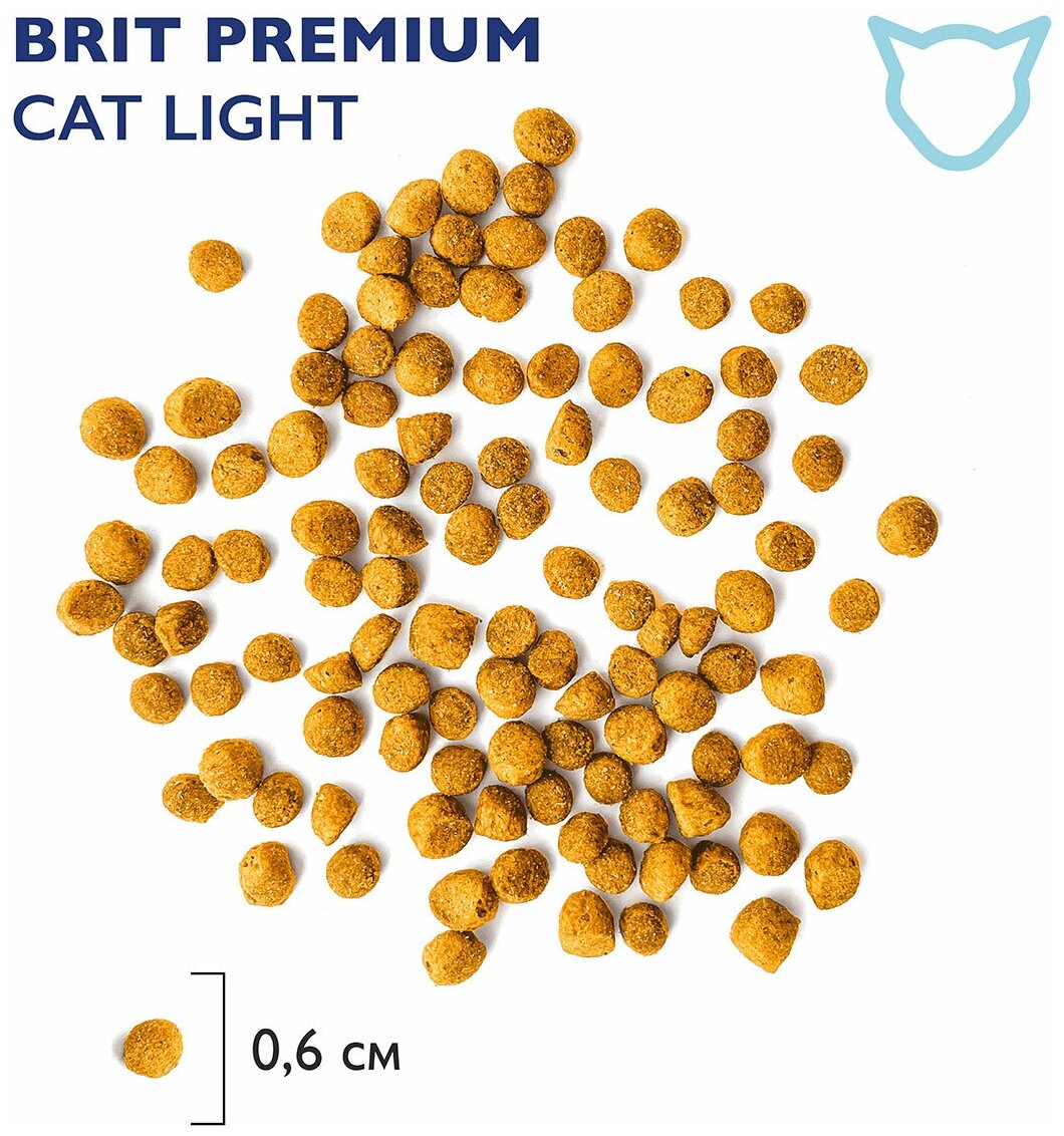 Брит Premium Cat Light 5049783 сух. корм премиум класса с курицей д/кошек с избыт. весом 800г - фотография № 4