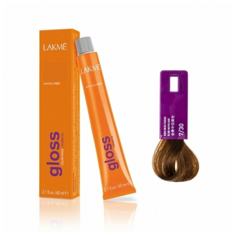 LAKME Gloss 7/30 Тонирующая крем-краска Средний блондин золотистый, без аммиака 60мл