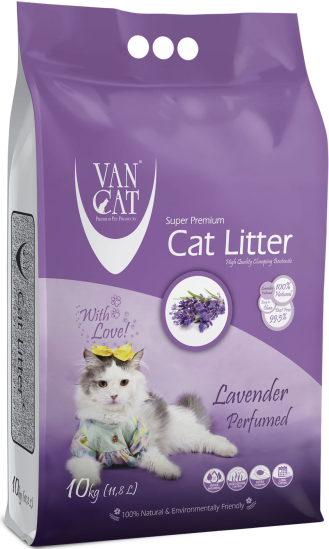 Комкующийся наполнитель Vancat VAN CAT Lavender для кошачьих туалетов без пыли с ароматом лаванды 10 кг