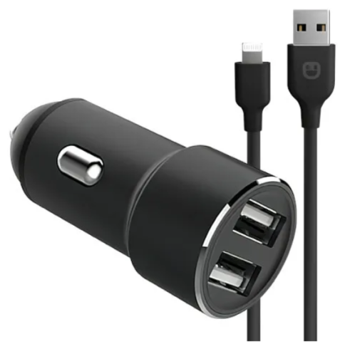 АЗУ UNICO 2 USB 2.4A + кабель USB - Lightning (CCS8PINUNC) Black