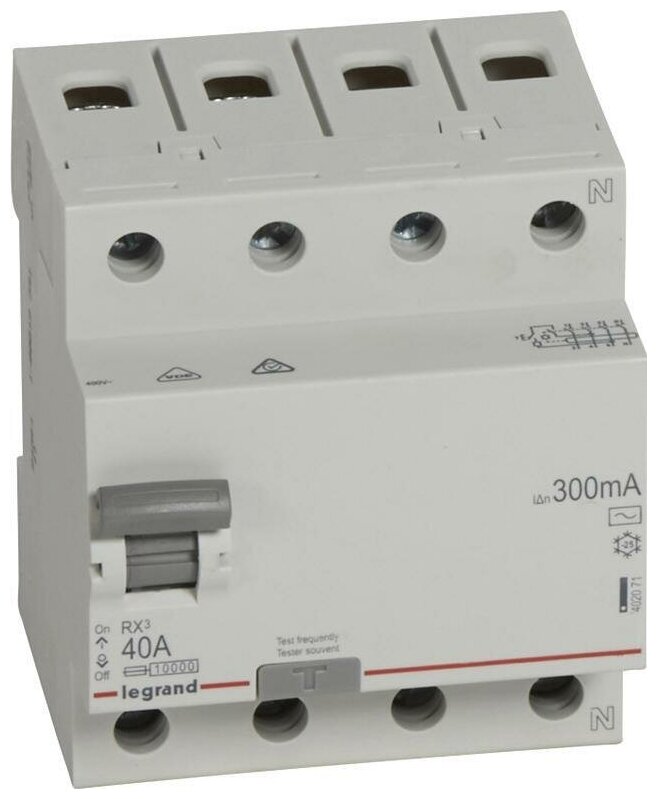 Выключатель дифференциального тока Legrand УЗО 4п 40А 300мА тип AC RX3 Leg 402071