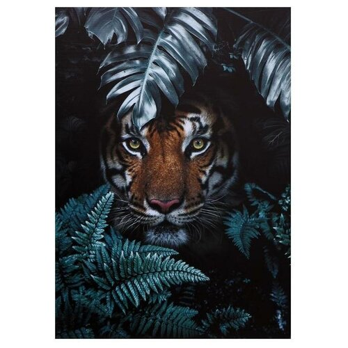 Topposters Картина на холсте "Тигр в листьях" 50х70 см