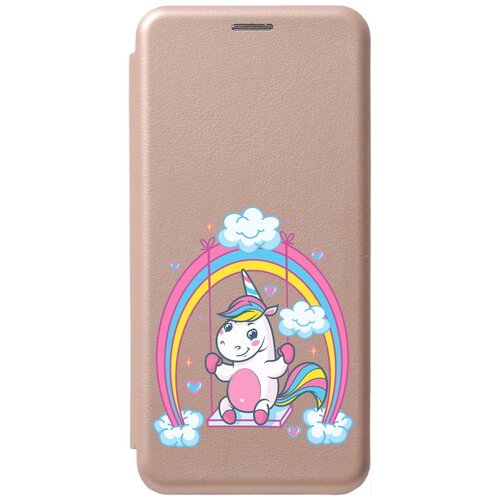 Чехол-книжка Unicorn на Realme 10 4G / Рилми 10 4Г с 3D эффектом золотой матовый чехол lady unicorn для realme 10 4g рилми 10 4г с 3d эффектом мятный