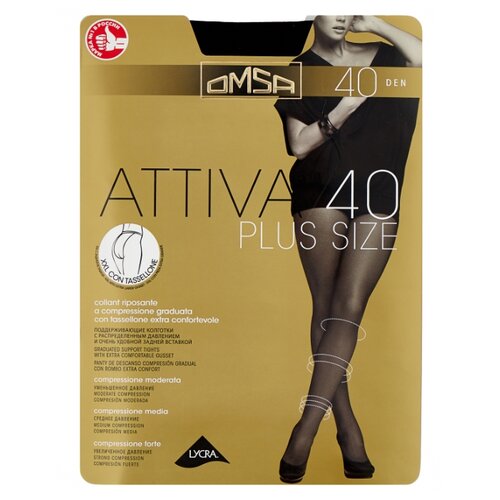 фото Колготки omsa attiva plus size 40 den, размер 6-xxl, nero