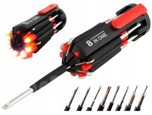 Многофункциональная отвертка с фонариком Multi-Screwdriver Torch 8 In One