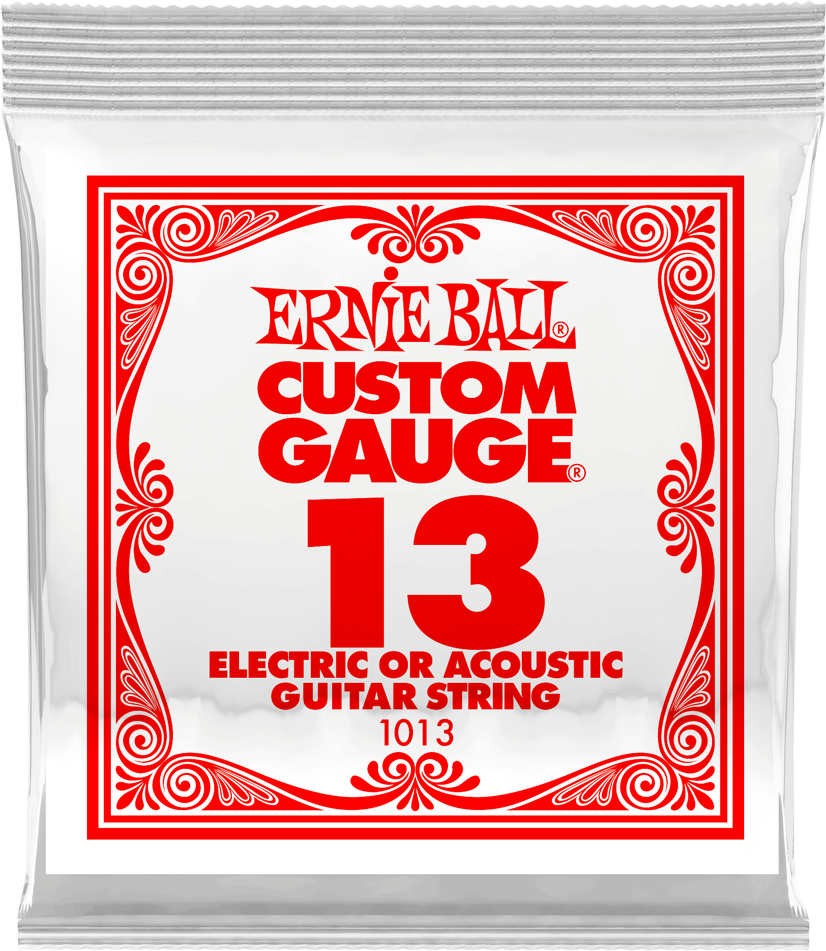 Струна для акустической и электрогитары Ernie Ball P01013 Custom gauge, сталь, калибр 13, Ernie Ball (Эрни Бол)
