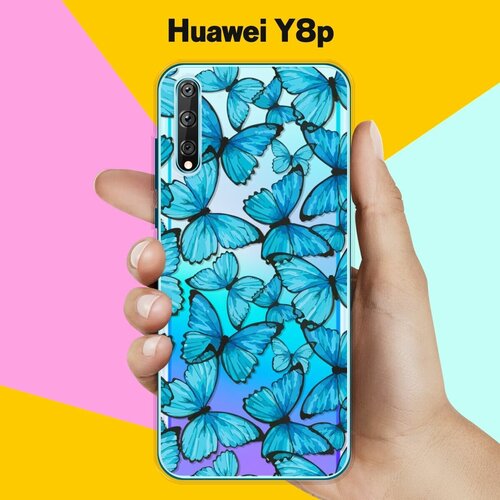 Силиконовый чехол на Huawei Y8p Узор из бабочек / для Хуавей У8п силиконовый чехол узор из сердец на huawei y8p