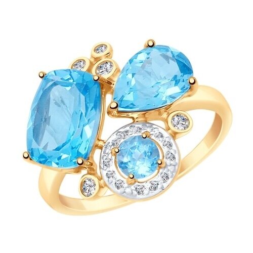 фото Золотое кольцо sokolov 715019 с топазом и фианитом diamant-online