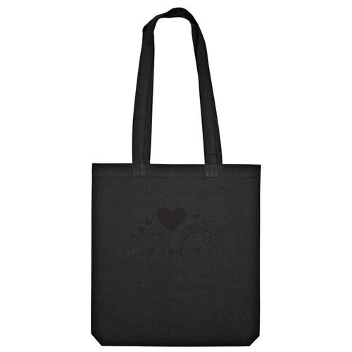 Сумка шоппер Us Basic, черный сумка влюблённые птички валентинка зеленый