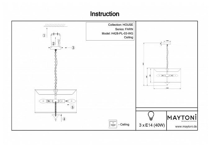 Люстра MAYTONI Farn H428-PL-03-WG, E14, 120 Вт, кол-во ламп: 3 шт., цвет: золото - фотография № 2
