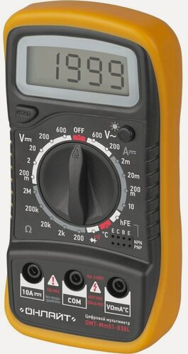 Изображение товара Мультиметр цифровой ОНЛАЙТ 90 081 ОMT-Mm01-838L, батарея в комплетке
