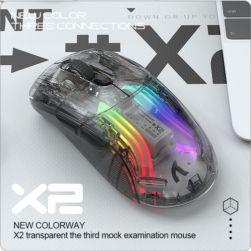 Беспроводная мышь прозрачная Attack Shark X2 Bluetooth24Gпроводная с RGB подсветкой компьютерная мышка для компьютера черная mice Wireless mouse 329000₽