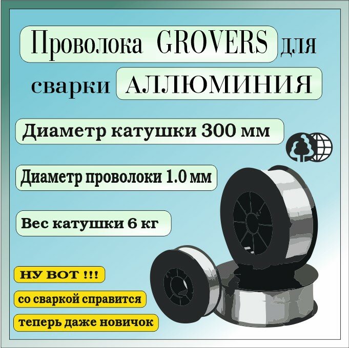Проволока алюминиевая MIG ER-5356 (6 кг; D1 мм) GROVERS WD-ER-5356-10-6