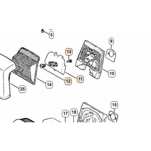 Средняя часть воздушного фильтра/колпак ударозащитный Stihl MS 640/066 11221204101