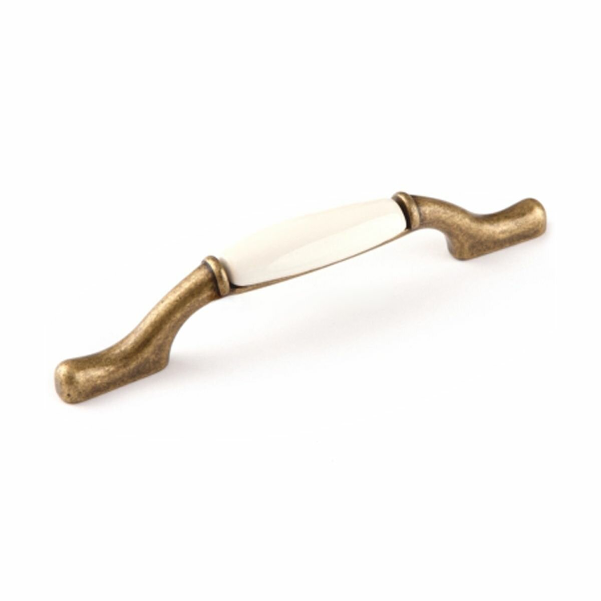 Ручка мебельная скоба 96 мм/128 мм Giusti (Италия) бронза + фарфор слоновая кость (1 шт.)