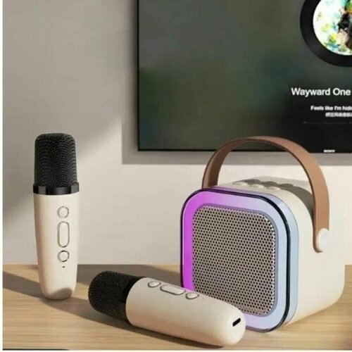 Мини караоке Bluetooth колонка с двумя микрофонами K12 белая 179000₽