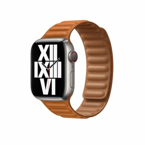 Ремешок кожаный Apple Watch Golden Brown Link (Золотисто-коричневый) 41mm Size M/L (38mm; 40mm) ремешок из натуральной кожи для apple watch 38 40 41 мм igrape коричневый