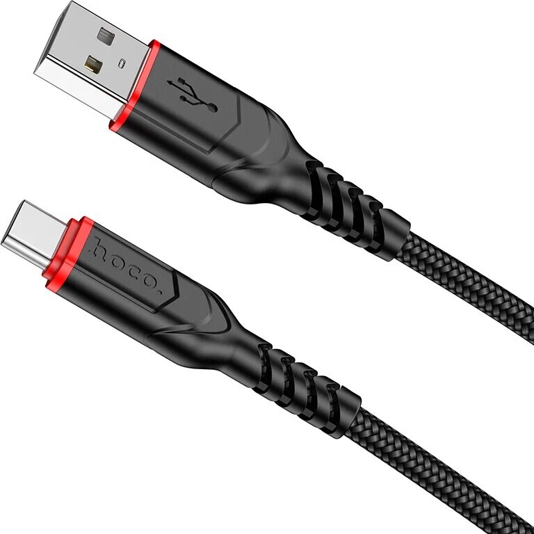 Кабель для зарядки Type-C USB HOCO X59 2м 3A в тканевой оплетке черный