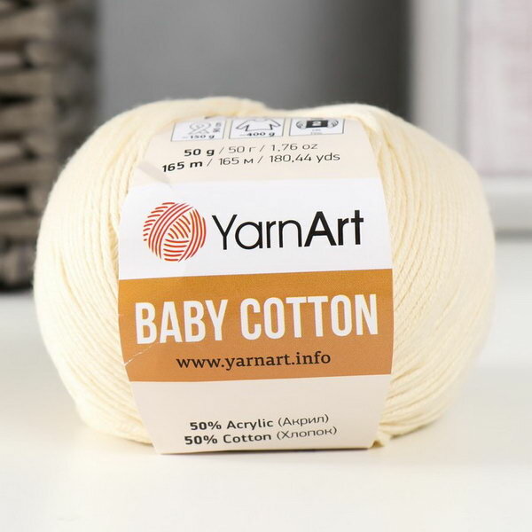 фото Пряжа "Baby cotton" 50% акрил 50% хлопок 165м/50гр