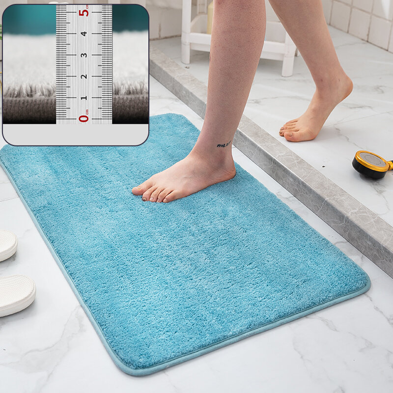 фото Коврик для ванной, 60x90 см, небесно-голубой, безворсовый, быстросохнущий