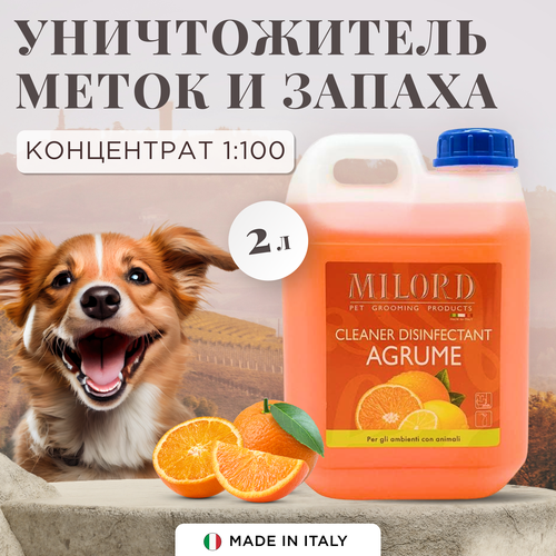 Гипоаллергенный уничтожитель меток и неприятных запахов домашних животных для любых поверхностей, Италия, Апельсин, 2 л