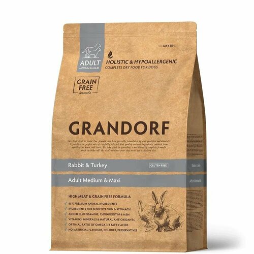 GRANDORF DOG Rabbit&Turkey MED&MAX (кролик и индейка для средних и крупных пород) 10 кг