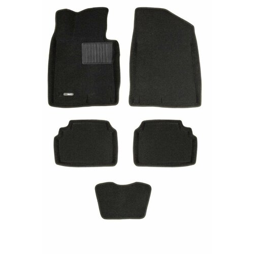 Коврики текстильные 3D Euromat для Hyundai Sonata VIII (с 2020 г.) / Kia K5 (3Д Евромат Хендай Соната 8 / Киа К5), с полиуретановым подпятником, черные