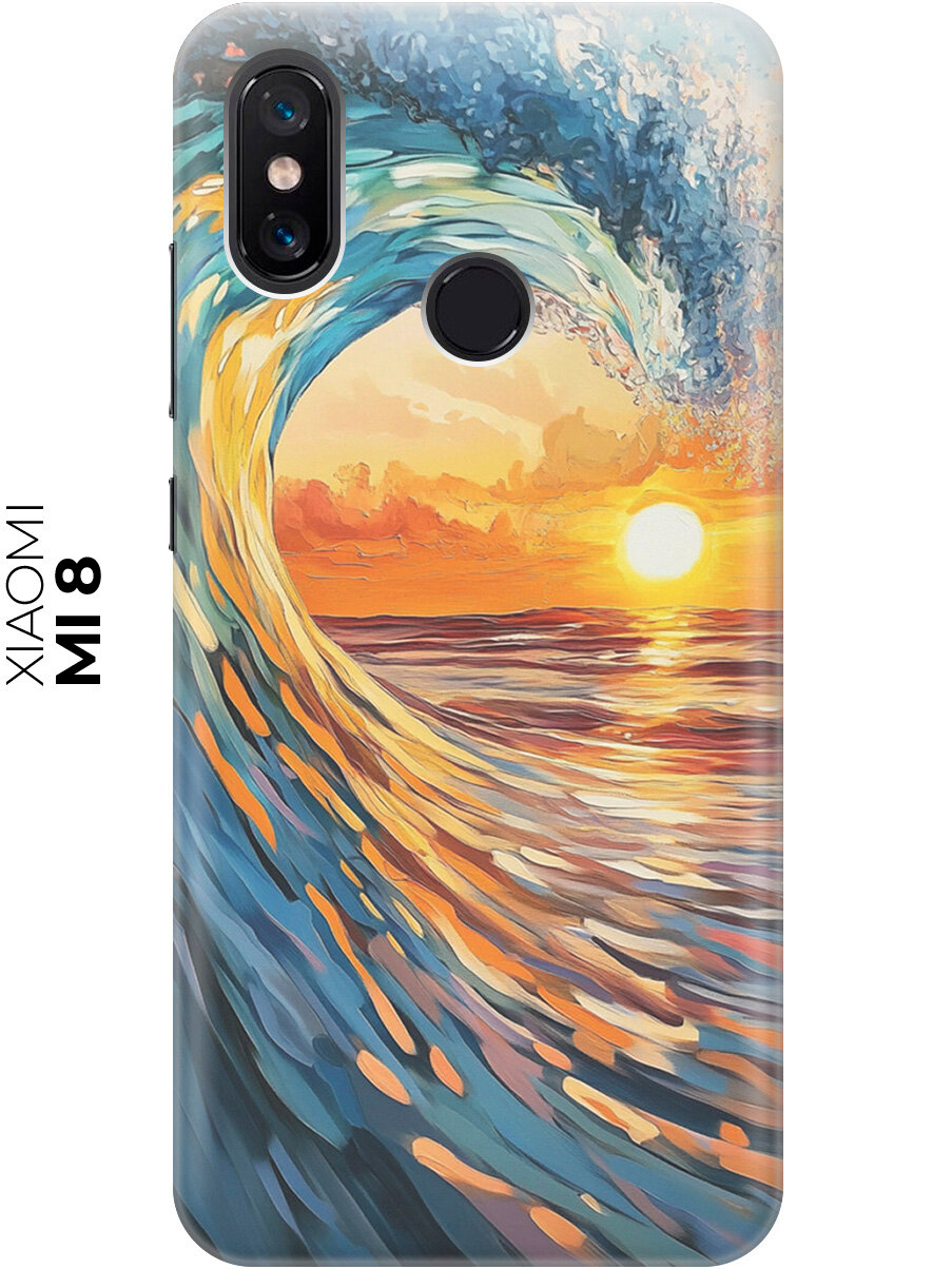 Силиконовый чехол на Xiaomi Mi 8 с принтом "Волна и закат"