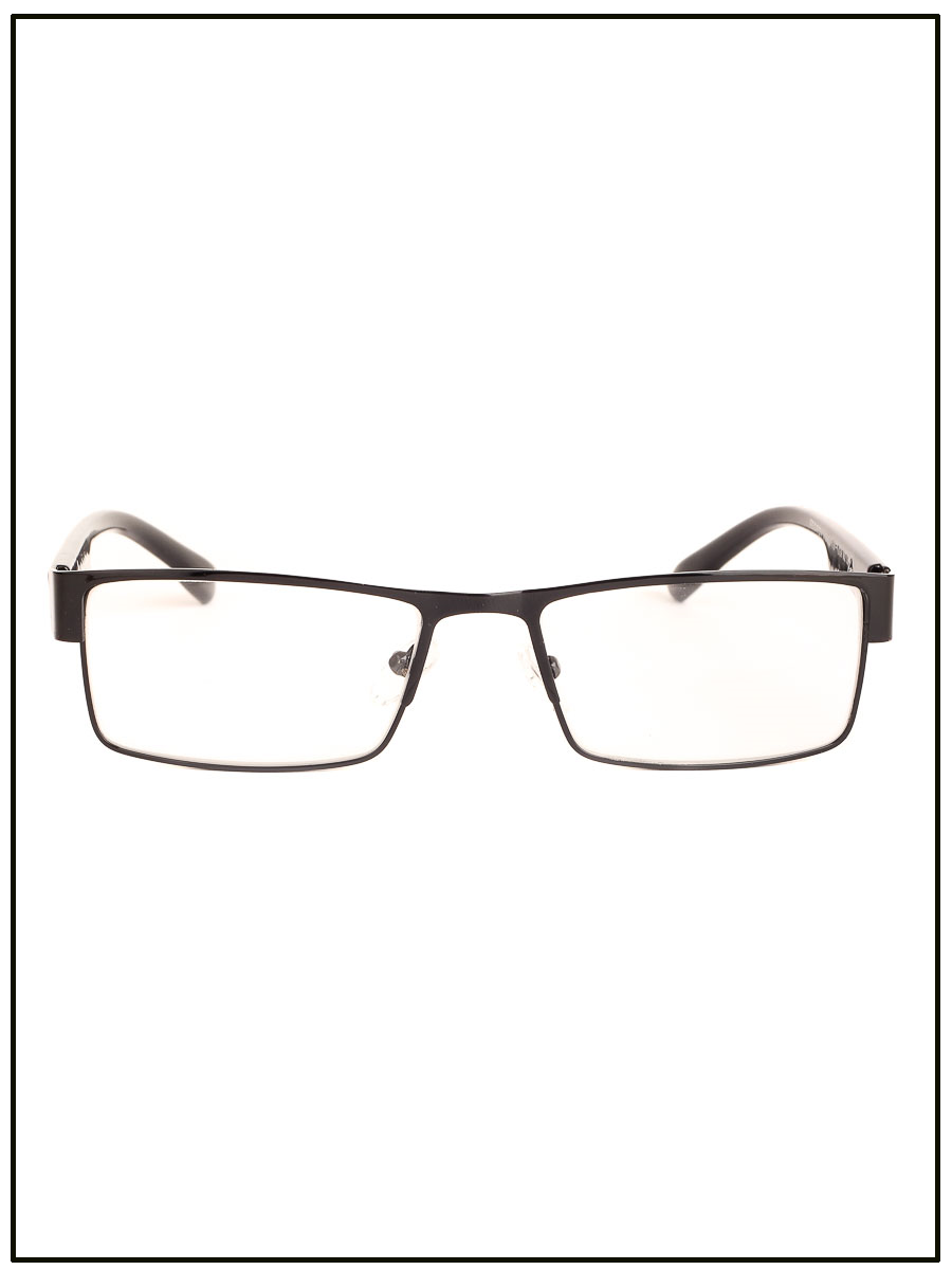 Готовые очки для зрения черные с диоптриями -3.00 и салфетка, прямоугольные, металлические, мужские.