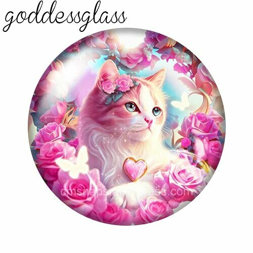 Кнопки-застежки Goddessglass с котиком, 12 мм, DB1781-01