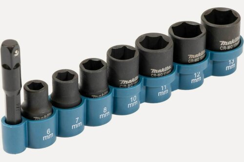 Изображение товара MAKITA E-12289 Набор ударных торцовых головок 1/4 8 шт. (6, 7, 8, 10, 11, 12, 13 мм, адаптер)