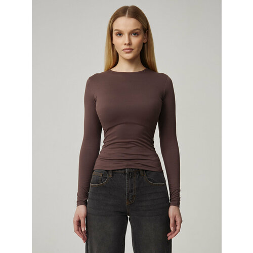 фото Лонгслив feelz soft basic, размер xs, , коричневый