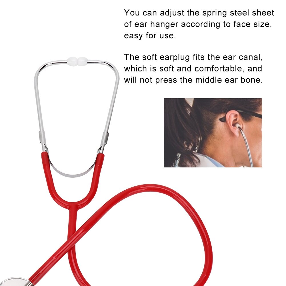 Изображение Professional Single Head Stethoscope Aluminium Alloy Heart Lung Detection Echoscope (Red)