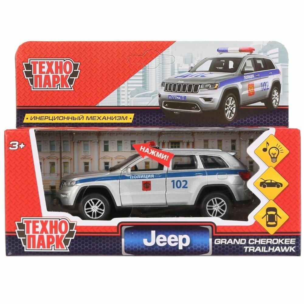 Машина металлическая, Jeep Grand Cherokee Полиция, серебро, 12 см