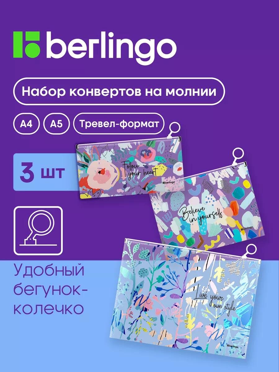 Набор папок-конвертов Berlingo Style ZBn_ST211, пластик, на молнии