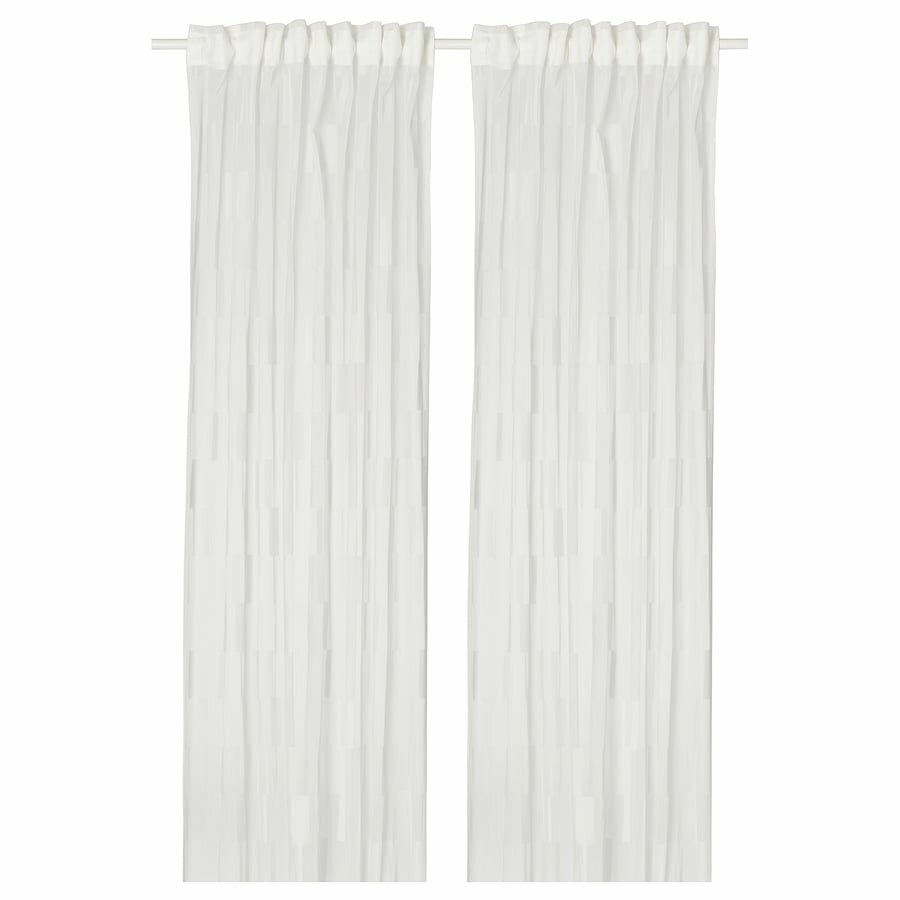 Шторы на ленте 1 пара IKEA BERGNEJLIKA цвет белый 145х250 см 605.981.38
