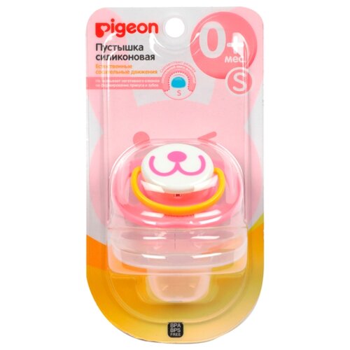 фото Пустышка силиконовая анатомическая pigeon rabbit 0+ (1 шт) розовый