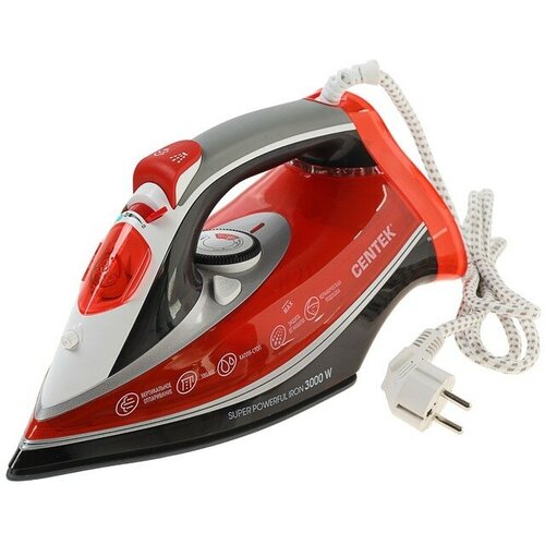 Утюг Centek CT-2346 3000 Вт керамическая подошва паровой удар самоочистка красный 2632900₽