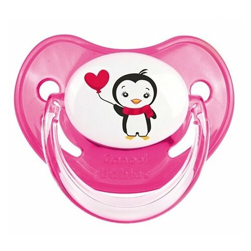 фото Пустышка силиконовая ортодонтическая canpol babies penguin 18+ (1 шт) розовый