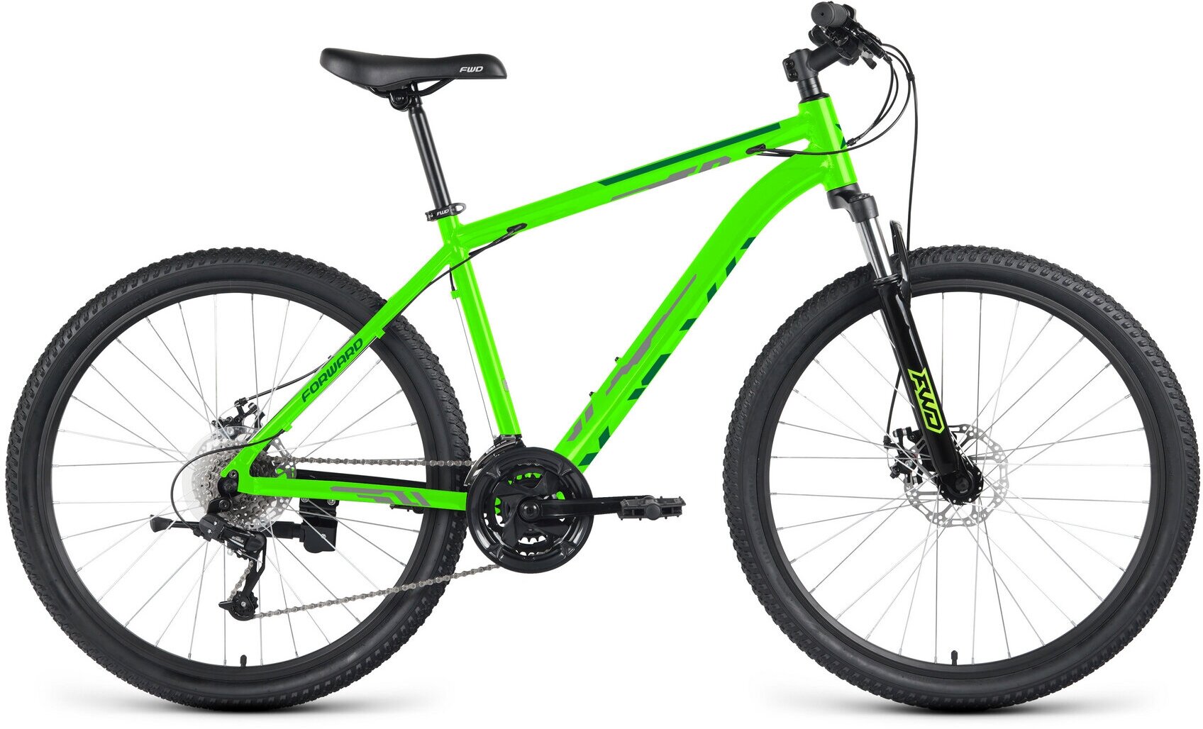 Горные (кросс-кантри) велосипеды Forward Горный велосипед FORWARD KATANA 27,5 D 2023, 18" ярко-зеленый/серый
