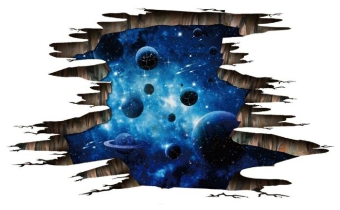 Интерьерная/декоративная съемная наклейка на пол и потолок, "Проход в космос", 60х90 см