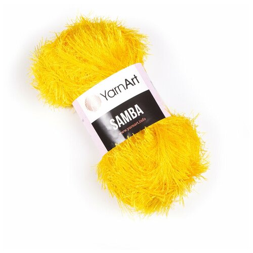 Пряжа для вязания YarnArt Samba (ЯрнАрт Самба) - 5 мотков 5500 ярко-желтый, травка, фантазийная для игрушек 100% полиэстер 150м/100г