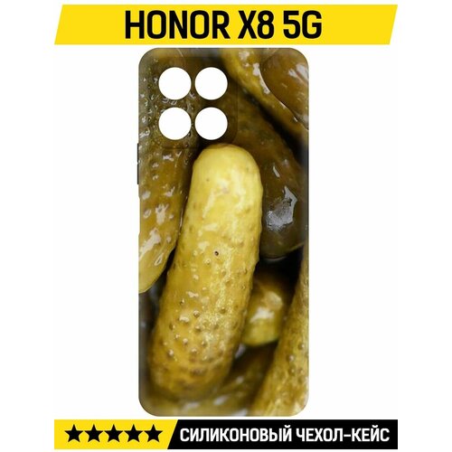 Чехол-накладка Krutoff Soft Case Огурчики для Honor X8 5G черный