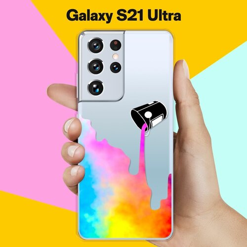 Силиконовый чехол Краски на Samsung Galaxy S21 Ultra матовый soft touch силиконовый чехол на samsung galaxy s21 ultra самсунг с21 ультра с 3d принтом avo yoga черный матовый