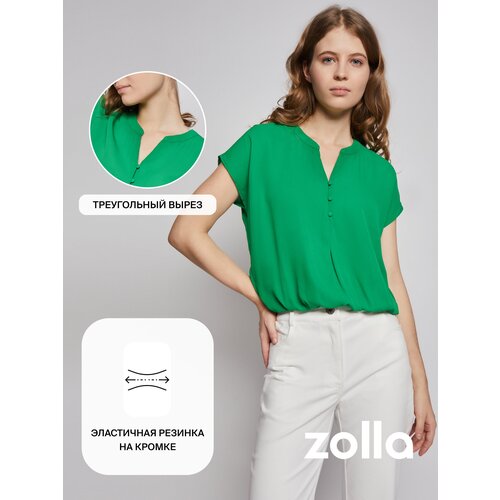 Блузка на резинке с коротким рукавом, цвет Зеленый, размер S