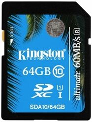 Карта памяти Kingston SDA10 64 GB, чтение: 60 MB/s, запись: 35 MB/s