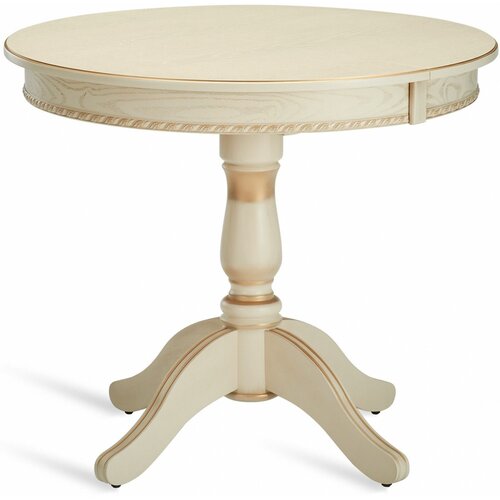 Стол кухонный деревянный раздвижной Вэлт D90120х90 Слоновая кость с золотой патиной 34990₽